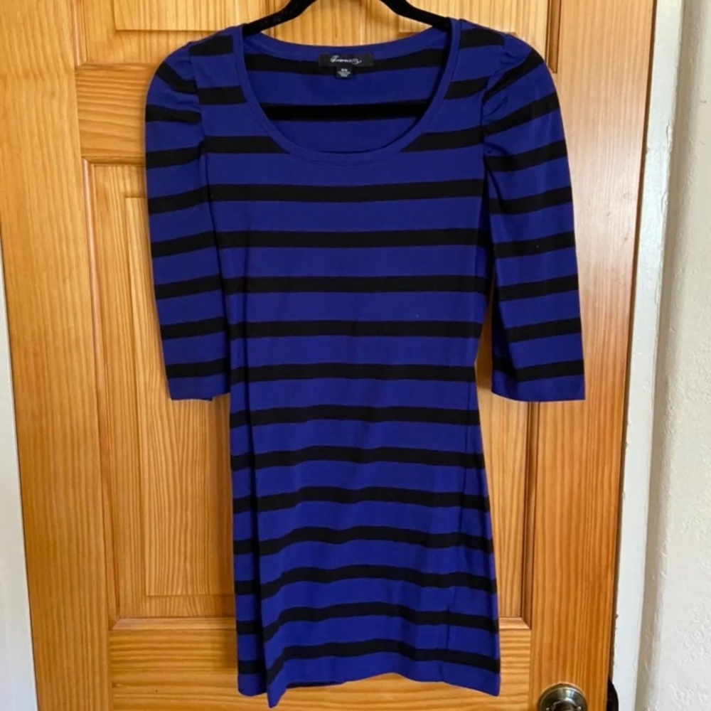 Navy blue n black striped bodycon dress